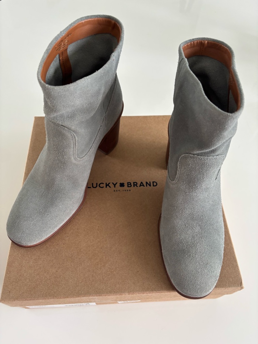 Lucky Brand Jozelyn Grey Suede Boots